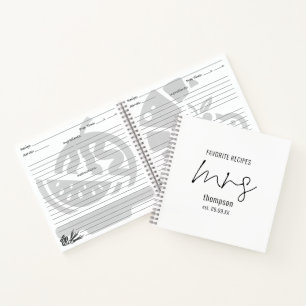 Carnet Script moderne Mme Nom Date Mariée à ne pas être r