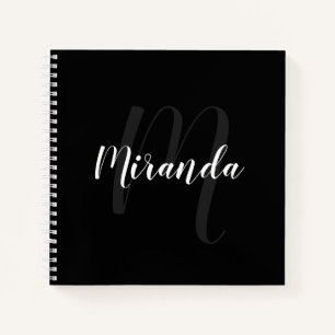 Carnet Script moderne Monogramme personnalisé et nom noi