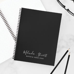 Carnet Script moderne professionnel noir et blanc