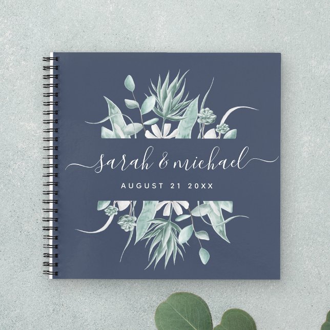 Carnet Script moderne vert marine bleu Mariage invité (Créateur téléchargé)