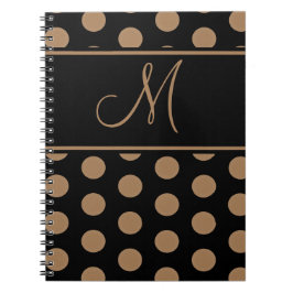 Carnet Script Monogramme Pois Brown sur noir