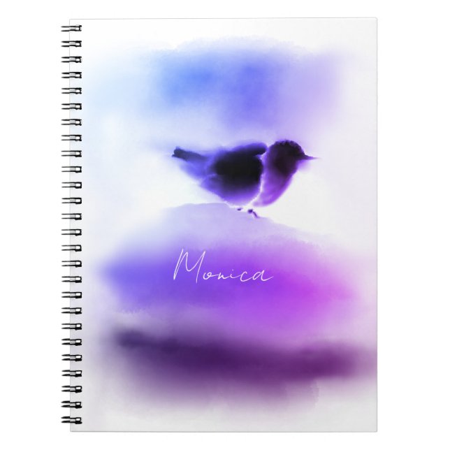 Carnet Script Ombre pourpre et rose d'oiseaux neigeux (Devant)