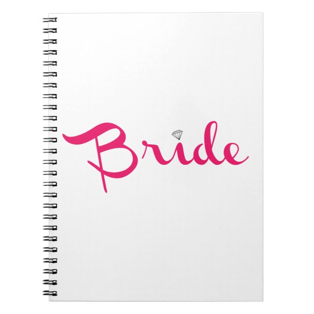 Carnet Script rétro de mariée rose chaud (Devant)