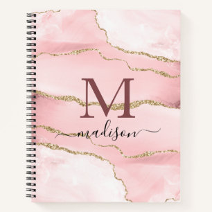 Carnet Script Rose d'or Monogramme moderne