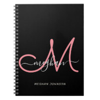 Script rose noir moderne Monogramme