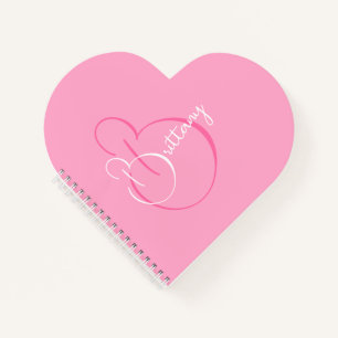 Carnet Script simple élégant Personnalisé Coeur rose