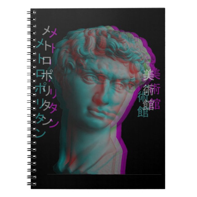 Carnet Sculpture grecque antique Vaporwave Statue Head (Devant)