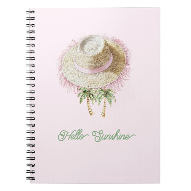 Carnet Sea Sand Sun Straw Hat Palm Trees Sunshine (Devant)