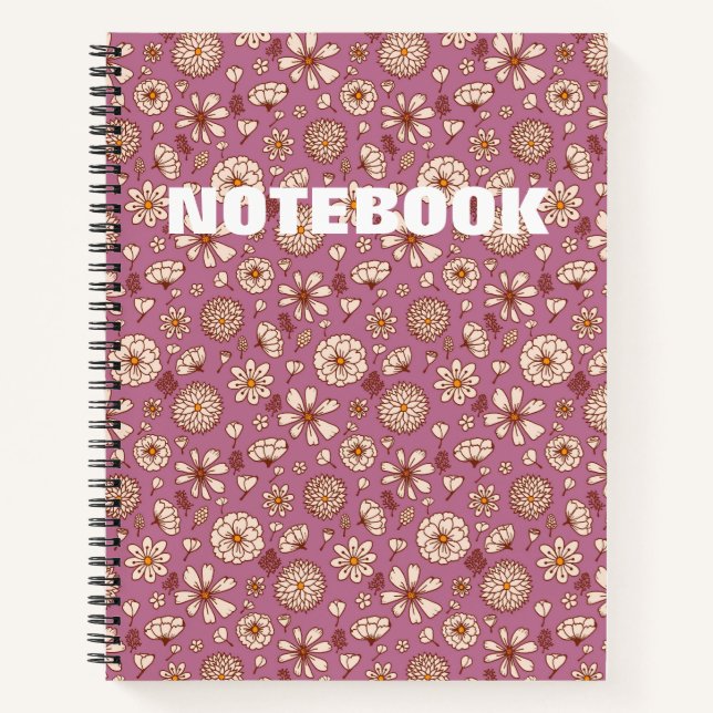 Carnet Seamless Floral pattern maroon (Devant)