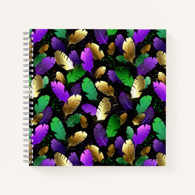 Carnet Seamless Pattern with Mardi Gras feathers (Devant)
