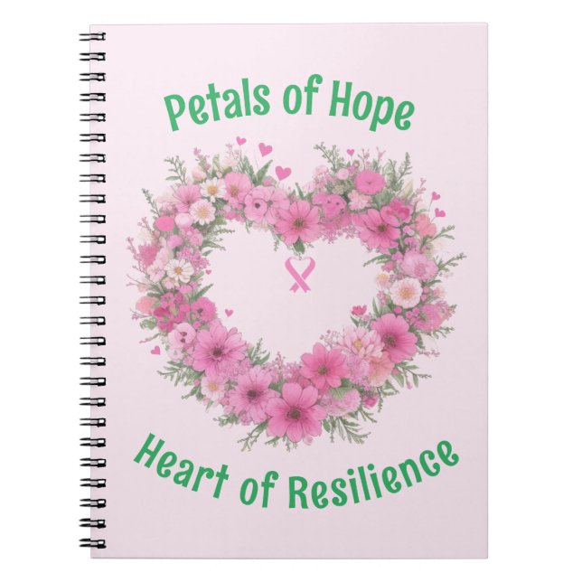 Carnet Sensibilisation au cancer du sein Coeur floral (Devant)