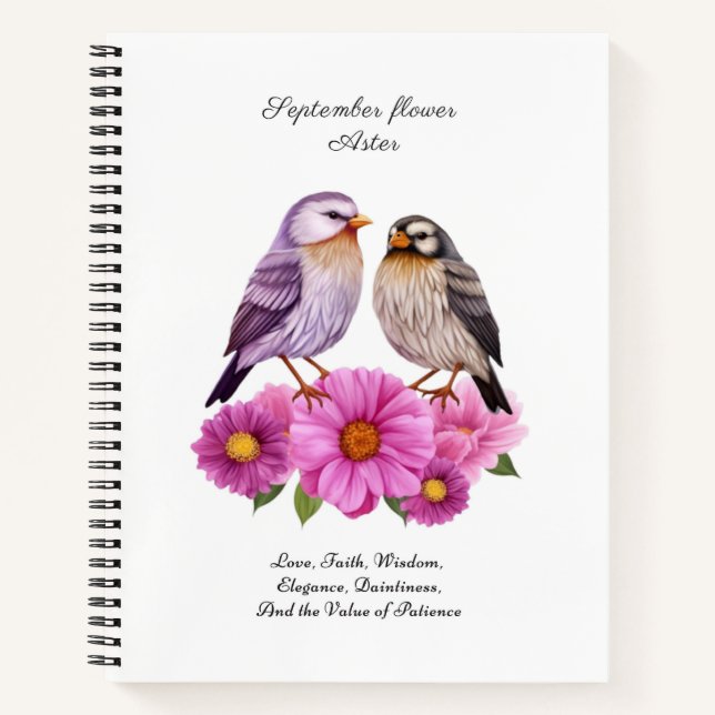 Carnet Septembre Aster Flower with Birth Cadeau (Devant)