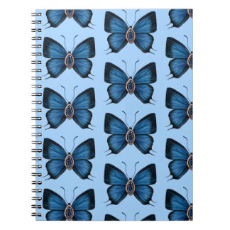 Carnet Septembre Sapphire Blue Butterfly Motif Design