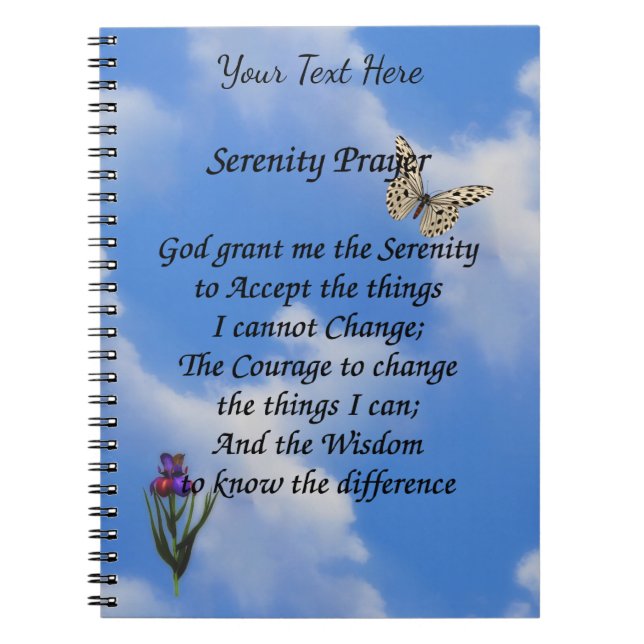 Carnet Serenity Prayer Butterfly Flower Inspiration (Devant)