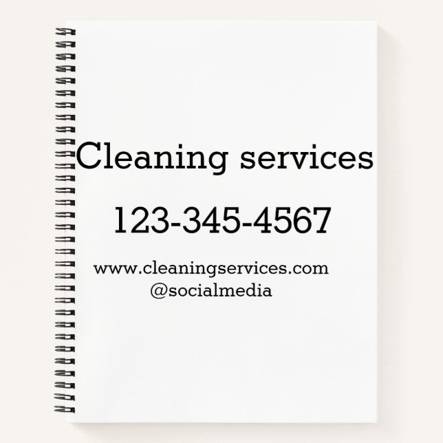 Carnet Services de nettoyage ajouter l'adresse e-mail du  (Devant)