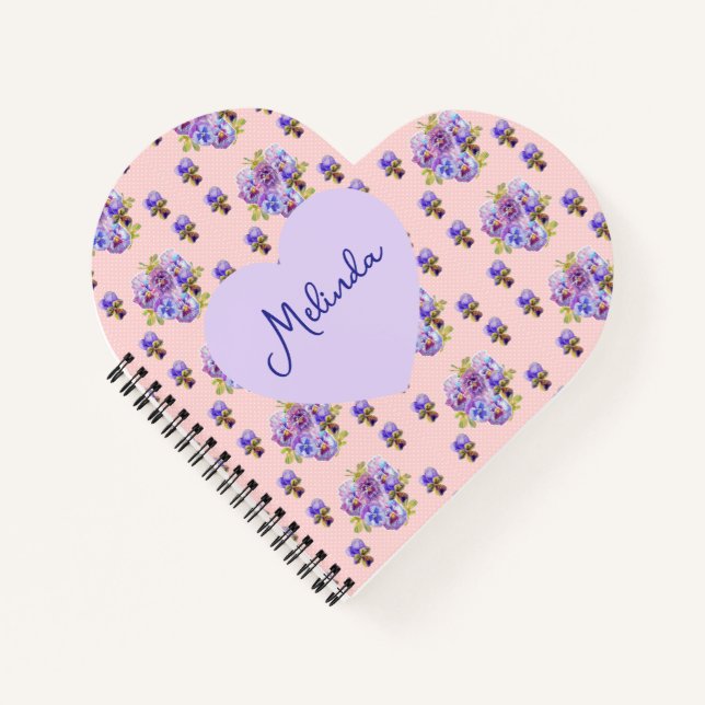 Carnet Shabby Chic Floral Polka Dot Pastel Womans Name (Devant)