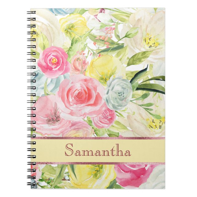 Carnet Shabby Chic Pretty Pink Watercolor Roses (Devant)
