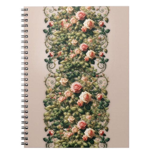 Carnet Shabby Chic Rose Vins Floral Élégant (Devant)