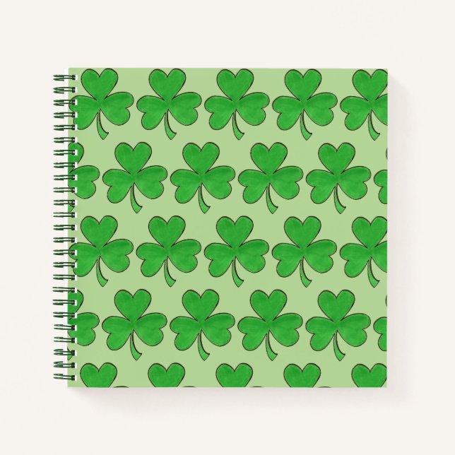 Carnet Shamrock vert Clover St. Paddy's Day Personnalisé (Devant)