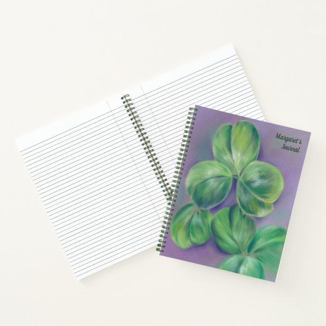 Carnet Shamrocks de Clover vert sur Purple Pastel Art (Intérieur)