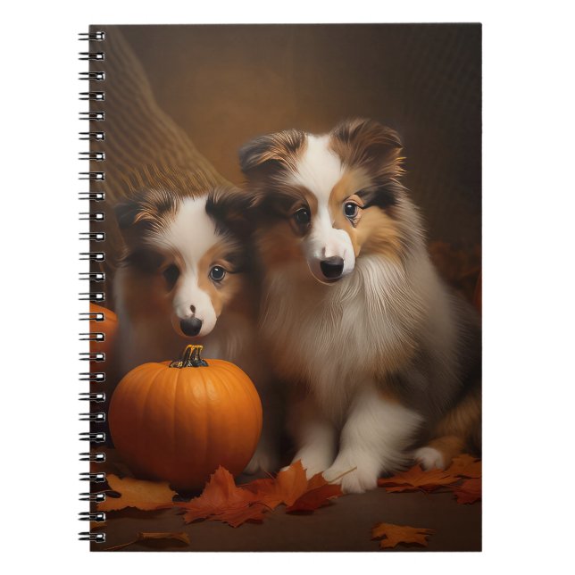 Carnet Shetland Sheepdog Chiot Chiot Automne Citrouille d (Devant)