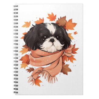 Carnet Shih Tzu Fall Dog Automne quitte Thanksgiving Copi