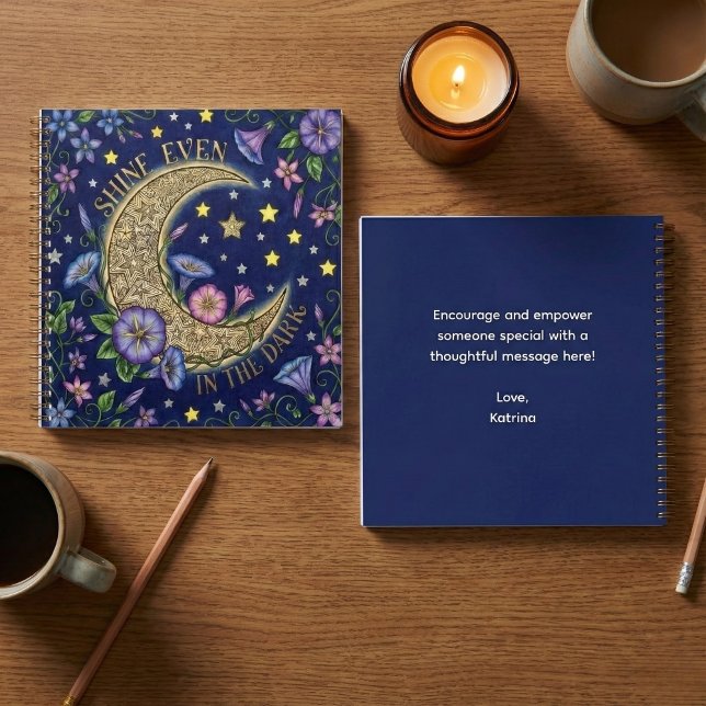 Carnet Shine Even In The Dark Spiral Notebook (Encourage someone to shine with this beautiful personalized moon notebook! )