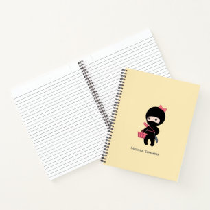 Carnet Shopping Ninja Girl Nom personnalisé sur Jaune