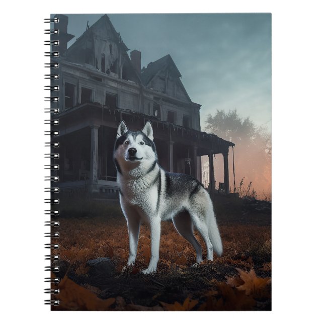 Carnet Sibérie Husky Halloween effraie (Devant)