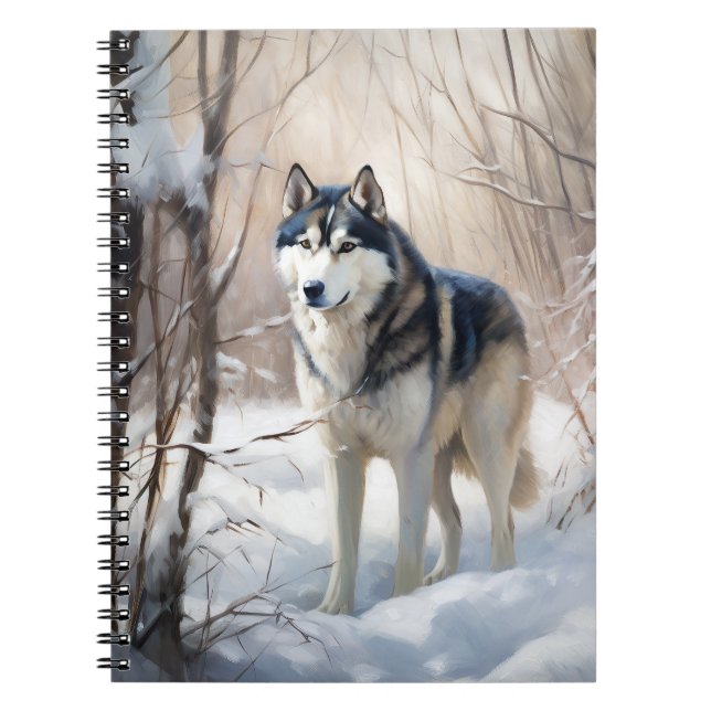 Carnet Sibérien Husky Laisser Neige Noël (Devant)