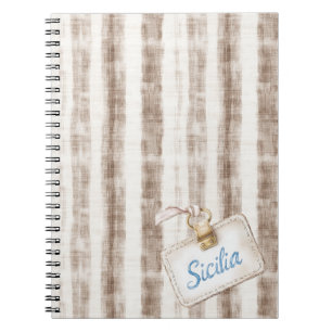 Carnet Sicile Crème Brun Rustique Rayures