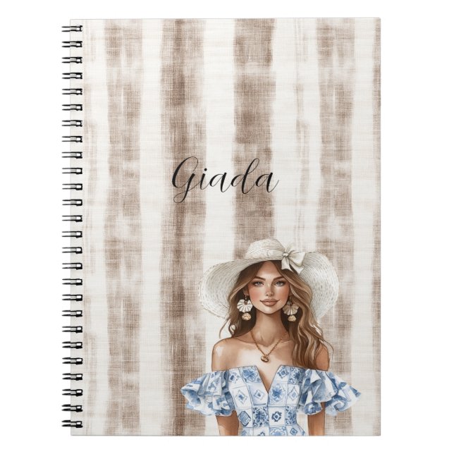 Carnet Sicily Rustic Brown Hair Stripes Female (Devant)