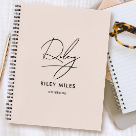 Carnet Signature de script Monogramme rose pâle moderne c