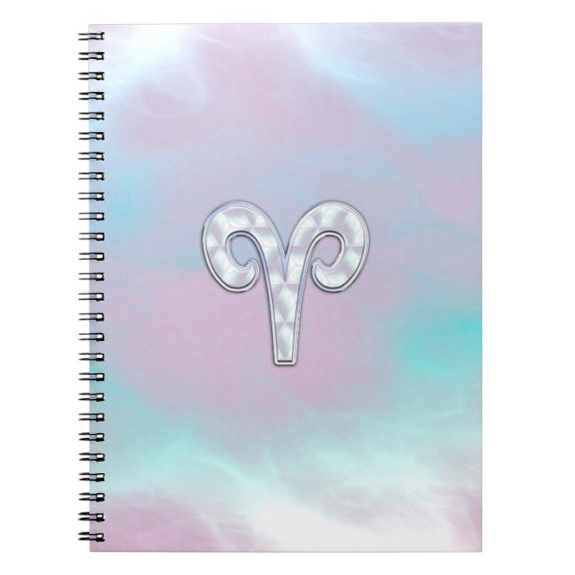 Carnet Signe du zodiaque Bélier de style mère de perle (Devant)