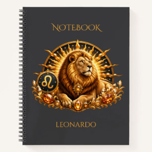 Carnet Signe du zodiaque Lion gris or personnalisé