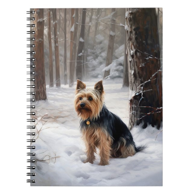 Carnet Silencieux Terrier Laisser Il Neige Noël (Devant)