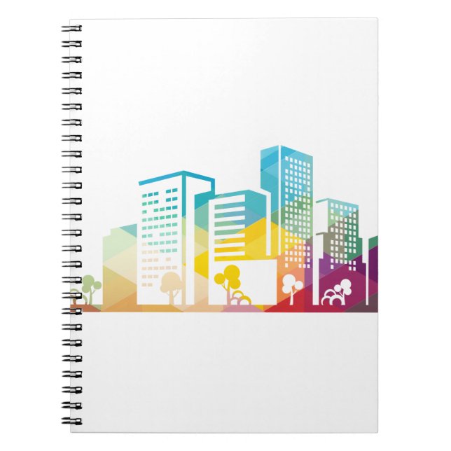 Carnet silhouette cityscape bâtiment icône couleur ville (Devant)