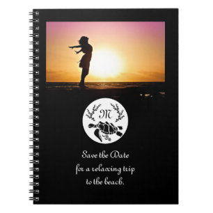 Carnet Silhouette de la tortue de la mer Noire Monogramme