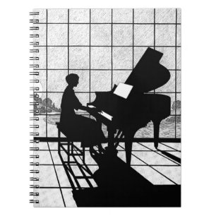 Carnet Silhouette de Piano Style Art Déco   Noir et Blanc