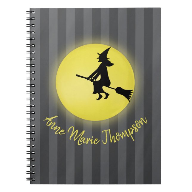 Carnet Silhouette de sorcière volante au clair de lune (Devant)