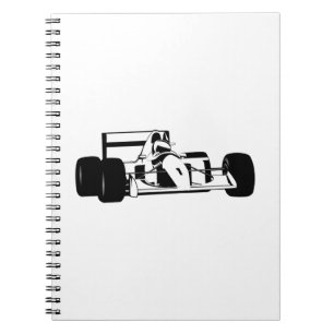 Carnet Silhouette de voiture de course noir et blanc