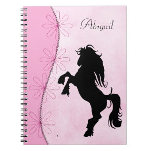 Carnet Silhouette d'élevage personnalisé Cheval et Fleurs