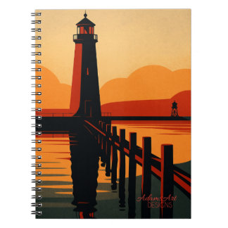 Carnet Silhouette du phare au coucher du soleil