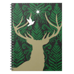 Carnet Silhouette d'un cerf commun, d'une colombe et