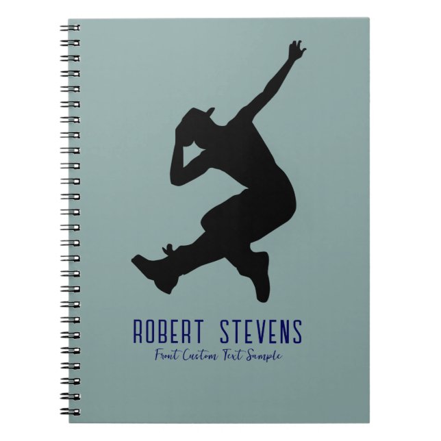 Carnet Silhouette d'une danse en noir sur vert muet (Devant)