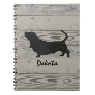 Carnet Silhouette en bois rustique d'aquarelle de Basset