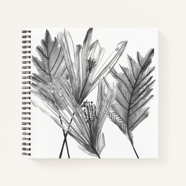 Carnet Silhouette florale - Gris (Devant)