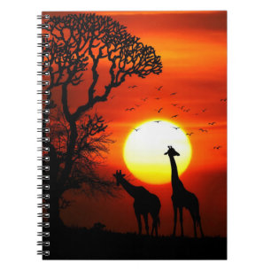 Carnet Silhouettes africaines de girafe de coucher du