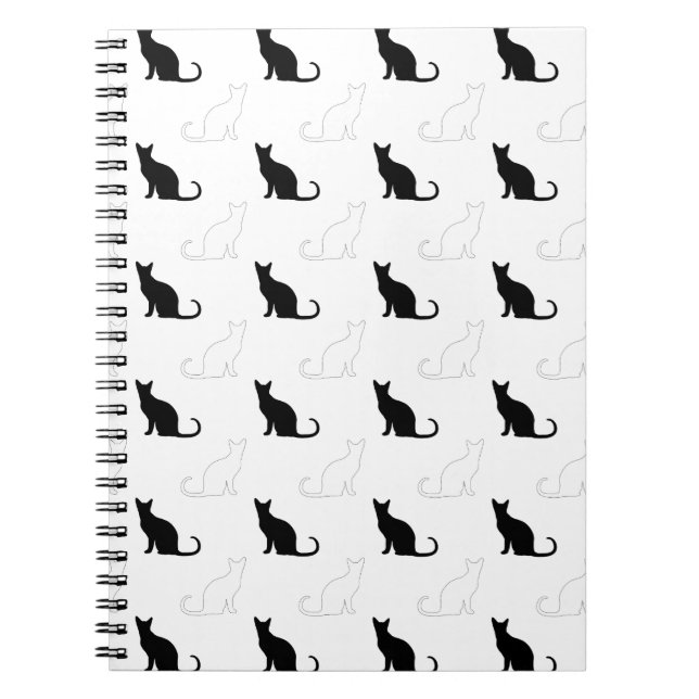 Carnet Silhouettes de chats noirs et blancs (Devant)