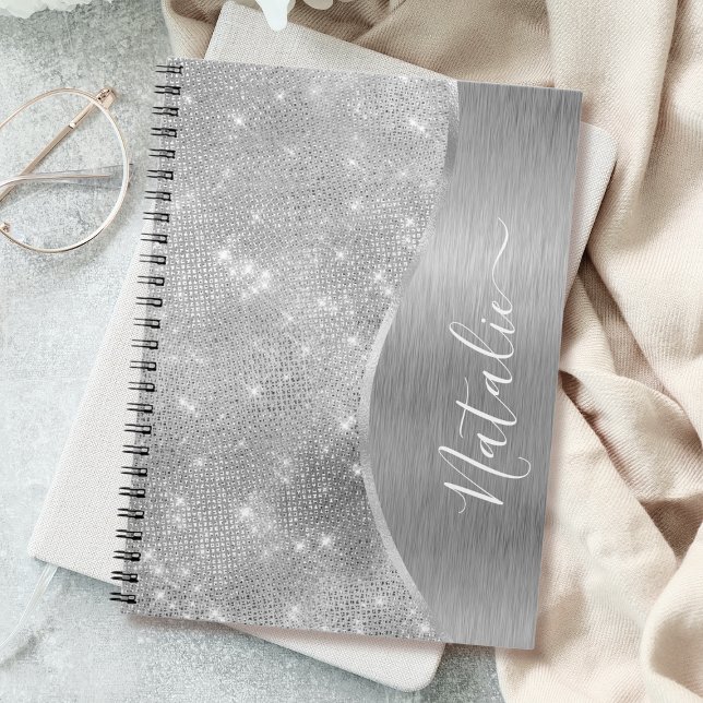 Carnet Silver Glitter Glam Bling Personalized (Créateur téléchargé)